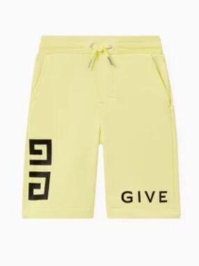Givenchy Boys Yellow Fleece Logo Bermuda Shorts